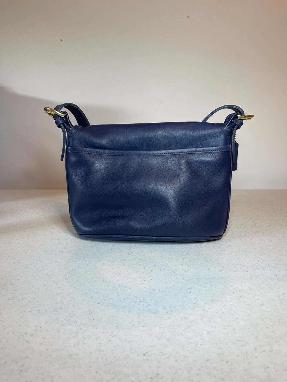 Vintage Coach Fletcher Crossbody Flap Bag in Navy Blue Leather - Picture 2 of 13